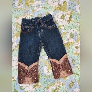RARE Wrangler embroidery hem jeans 12 M toddler Baby Jeans